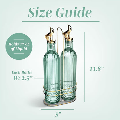 Dispensador de aceite de oliva de vidrio COOK WITH COLOR – Paquete de 2, 17 onzas, botella de cruet | Elegante jarra de jarra con boquilla para cocina, adecuado para vinagre, jarabes de café y otros