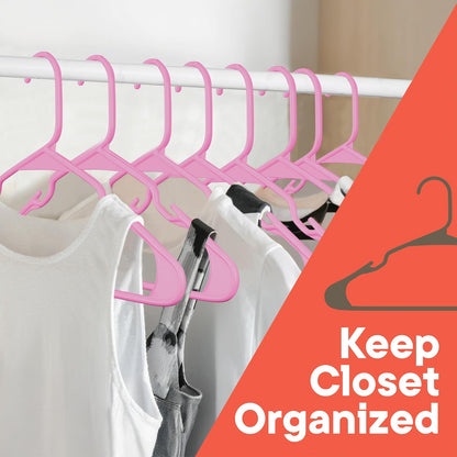 Campior Premium Clothes Hangers – Space-Saving Slim Design, Lightweight and Durable Plastic with Smart Shoulder Grooves, Versatile Usage for Organizing Laundry, Coats, and Clothes, Pink, Pack of 20