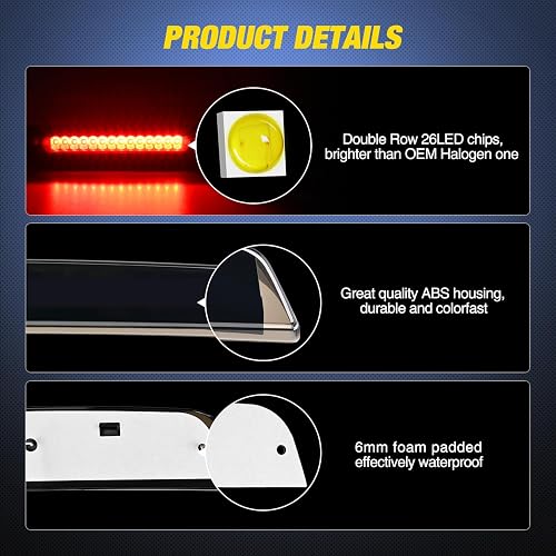 Nilight Tercera Luz de Freno LED Lente Ahumada para Nissan Titan 2004-2015 y Frontier 2005-2016 NA933