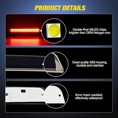 Nilight Tercera Luz de Freno LED Lente Ahumada para Nissan Titan 2004-2015 y Frontier 2005-2016 NA933
