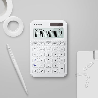 Casio Calculadora de Escritorio MS-20YC-WE, Color Blanco, 12 Dígitos