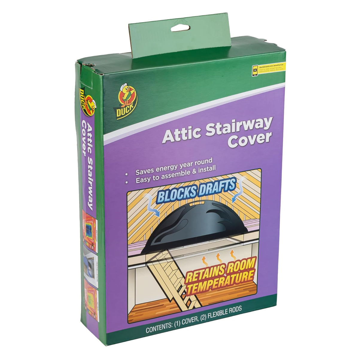 Duck Brand 286209 Cubierta para ático de escalera, negro, 9 pies cuadrados