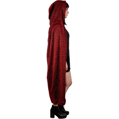REV Capa Roja Brillosa de Poliéster – Capa con Brillo para Disfraz de Vampiresa, Caperucita o Reina Roja – Accesorio para Fiesta, Halloween, Carnaval o Cosplay