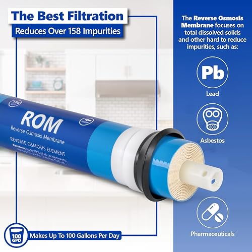 Agua exprés – Membrana de ósmosis inversa – Membrana RO 100 GPD Reemplazo del filtro de agua – Sistema de ósmosis inversa y debajo del fregadero