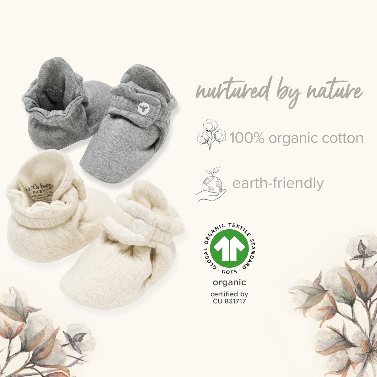 Burt's Bees Baby - Calcetín unisex de género neutro para edades de 0 a 9 meses