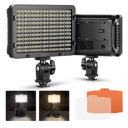 NEEWER on Camara Luz de Video Foto Regulable 176 LED Panel con 1/4" Rosca | Compatible con Nikon Sony y Other DSLR Camaras, 5600K (Bateria Not Included)