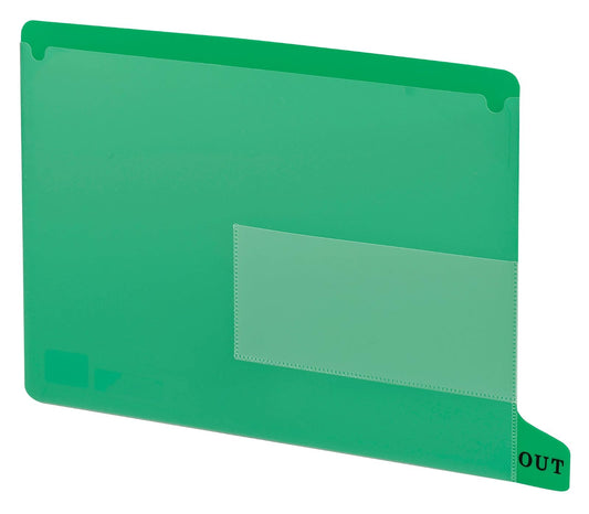 Smead Guía de salida de polietileno con pestañas finales, dos bolsillos, pestaña de posición inferior, tamaño carta, verde, 25 por caja (61952)