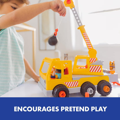 Educational Insights Design & Drill Bolt Buddies Crane Juguete Desarmable con Taladro Eléctrico, Juguete Preescolar Stem, Niños y Niñas Mayores de 3 años