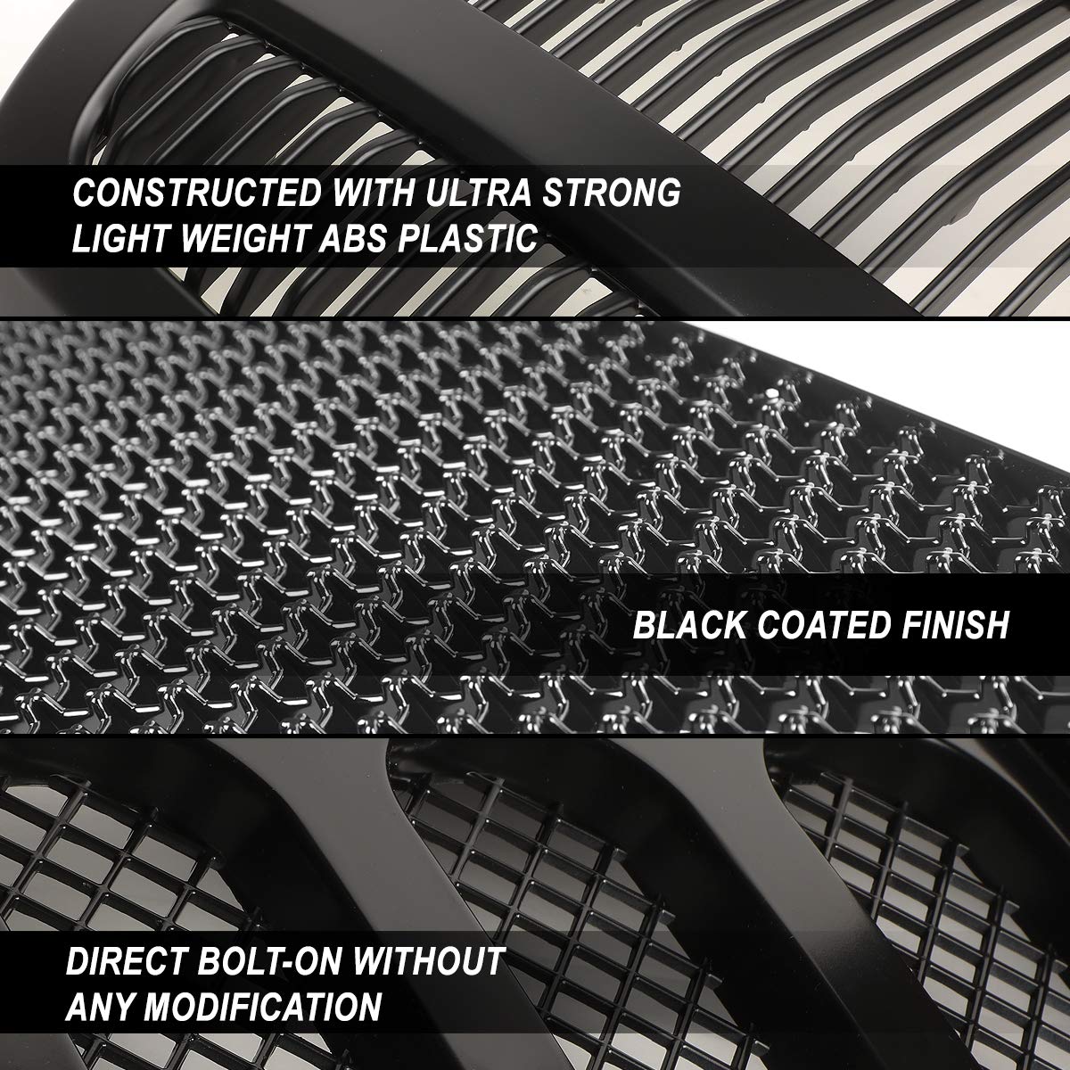 DNA Motoring Rejilla de Parachoques Delantero Inferior Plástico Reforzado LED DRL para Ford Mustang 2015-2017
