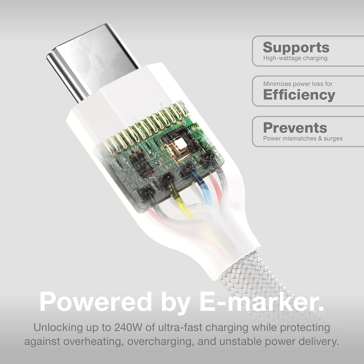 NOCO XGrid XC1: Cable USB-C a USB-C de 240 W – Carga rápida, Certificado USB-IF, Chip E-Marker, Datos 480 Mbps, UltraFlex Trenzado con Silicona, Diseño Resistente de 1 m