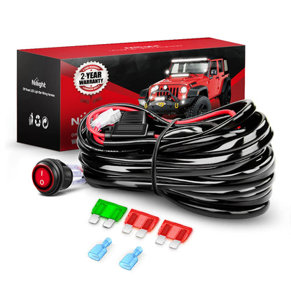 Nilight 10043W Kit de Arnés de Cableado LED 12 AWG 1 Cable con Interruptor y Fusible de Relé 12 V