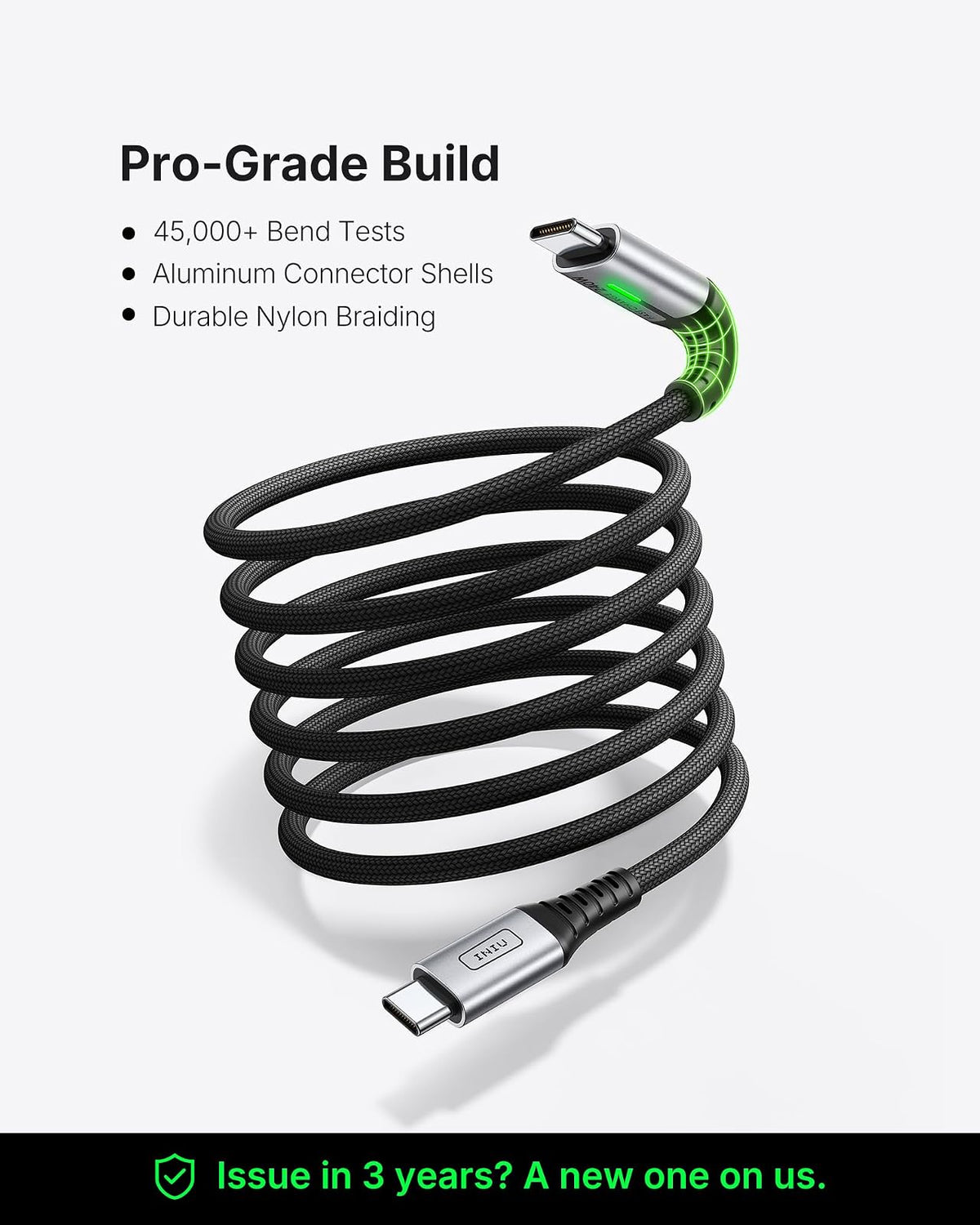 INIU Cable USB C a USB C, 240 W [paquete de 2 unidades de 6.5 pies] Cable de carga rápida, PD3.1 tipo C a tipo C, cargador trenzado USB-C para iPhone 15/15 Pro/15 Plus/15 Pro Max Samsung S22 iPad