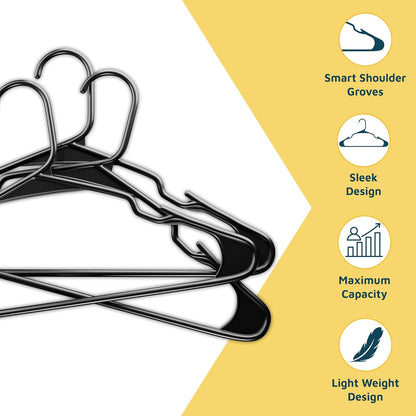 Plastic Clothes Hanger Set - 30 Pieces Versatile, Lightweight, Space-Saving, Non-Slip, Slim Designed, Dry and Wet Clothes Hanger Set - Black