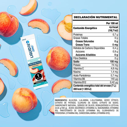 LIQUID I.V. Zero Electrolitos y Vitaminas en Polvo para preparar Bebida Hidratante sabor Durazno, 8 Sobres