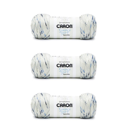 Caron Simply Soft Estambre Acrílico Diseños Especiales, Paquete de 3 x 141 g - Blue Gingham Speckle