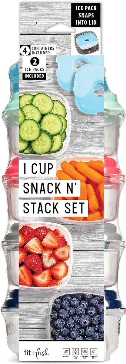 Fit & Fresh Healthy Living Juego de Recipientes Apilables de 1 Taza - Multicolor