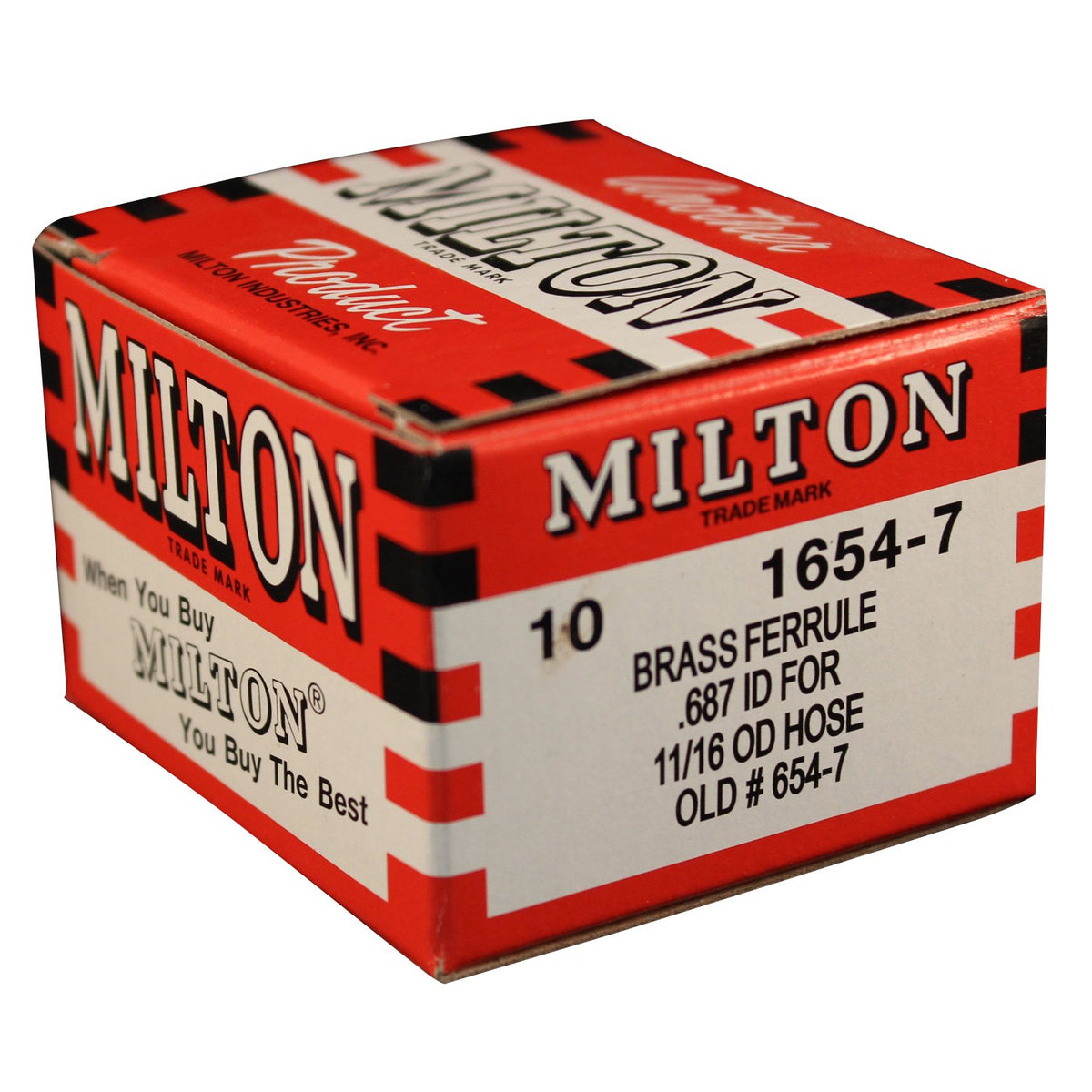 Milton 1654-7 11/16 pulgadas OD latón manguera - Caja de 10