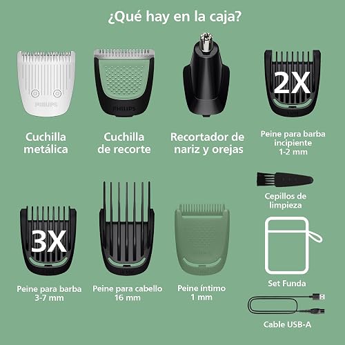 Philips Multigroom Serie 5000 | Recortadora 10 en 1 para Hombre con Cuchilla de Precisión | Barba, Nariz, Orejas y Cuerpo | 10 piezas | MG5922/15