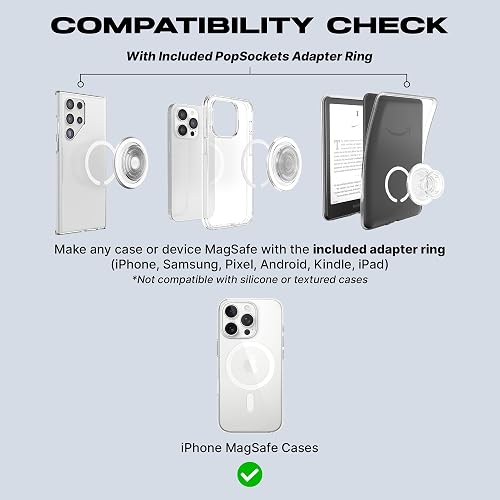 PopSockets PopGrip para MagSafe, Agarre magnético y Soporte para teléfono, Parte Superior Intercambiable, Agarre Seguro para iPhone MagSafe, Soporte para visualización Manos Libres, Compatible con