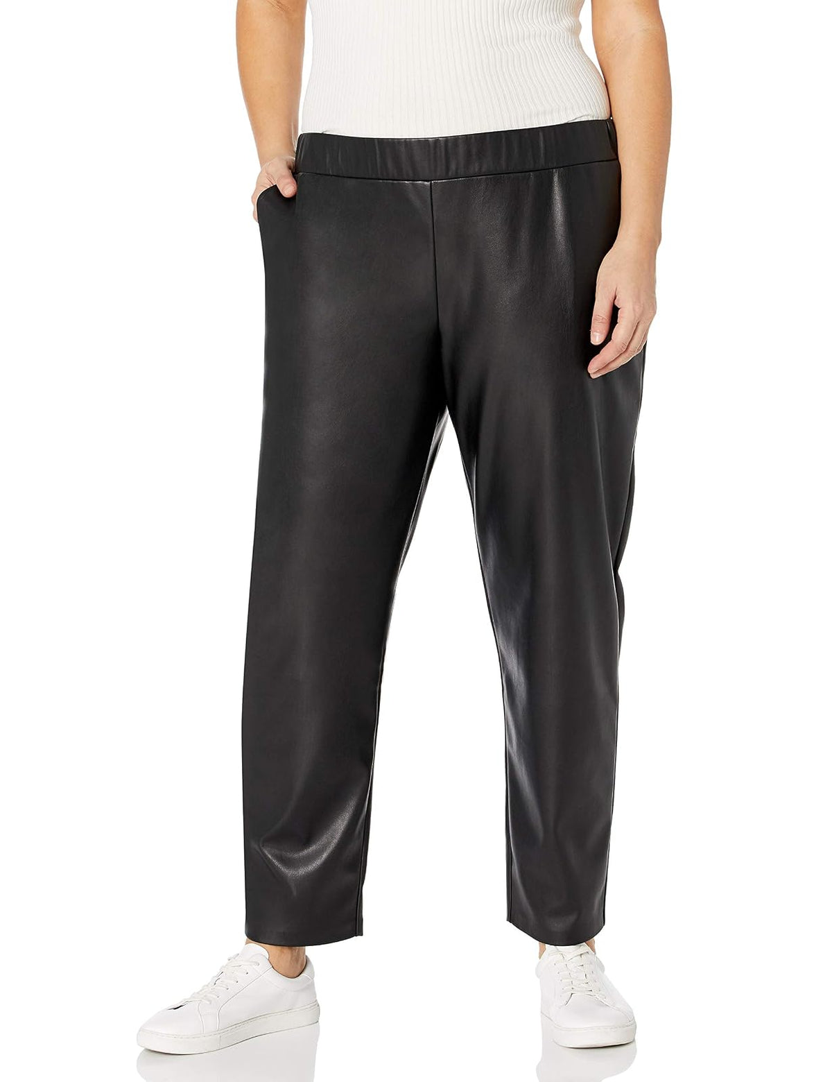The Drop Pantalón Deportivo Para Mujer, Ajustado Sin Cierre, Negro, por @lisadnyc, 3X Grande Plus
