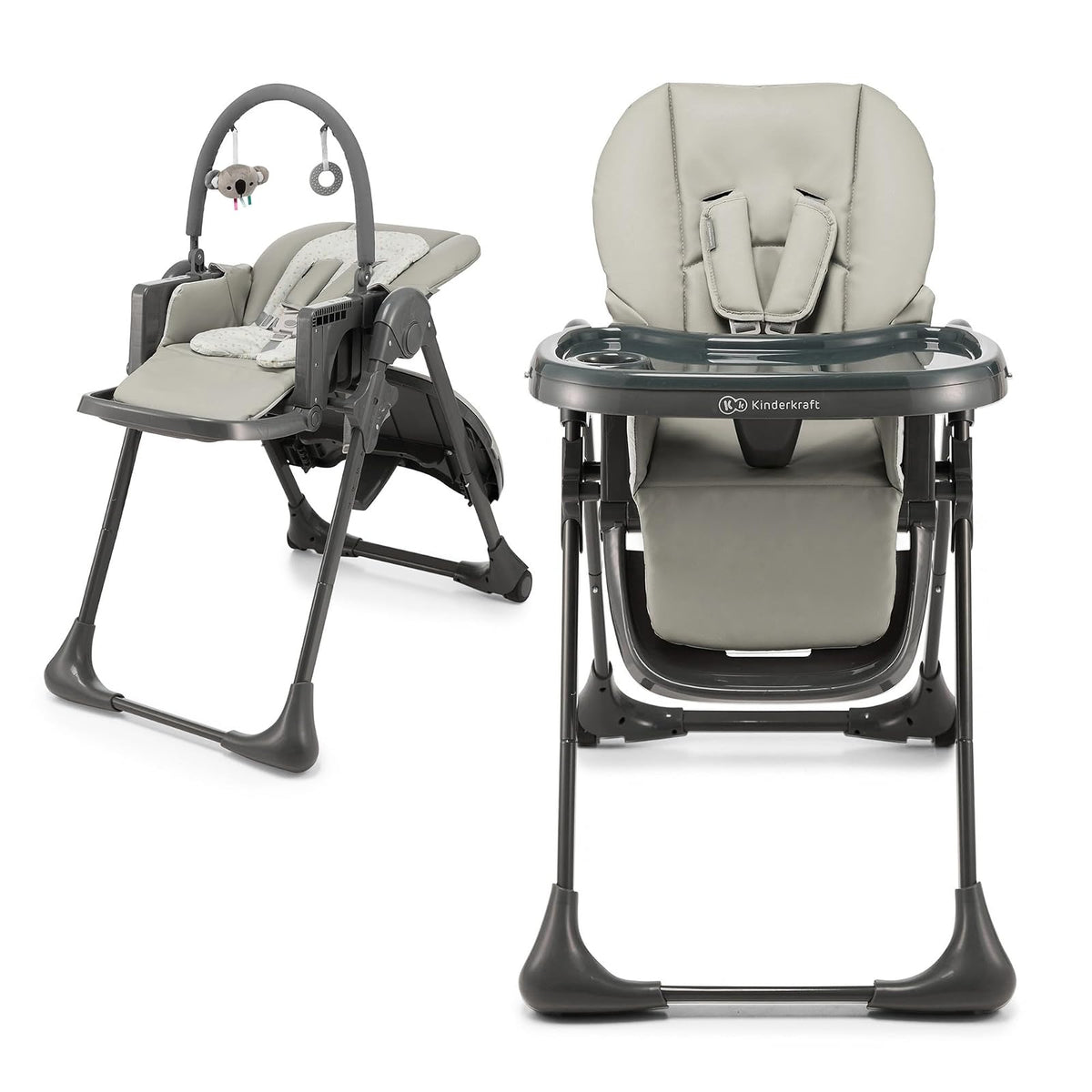 Kinderkraft TUMMIE Silla Alta 2 en 1, Beige - Gray