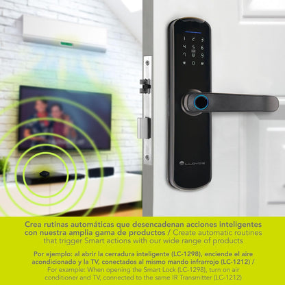 Lloyd's LC-1298 - Cerradura Inteligente Wifi, Para Puertas con Grosor de 3.8 cm - 8 cm, 5 Métodos de Apertura, Teclado con Luz, Negro