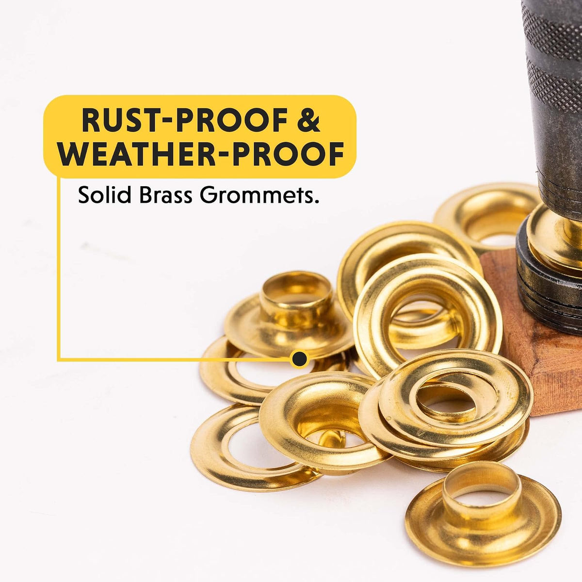 General Tools Kit de ojales de 3/8"-1/2" – Ojales de latón macizo inoxidables para reparación de lonas, lienzos de refuerzo y anillos de tela