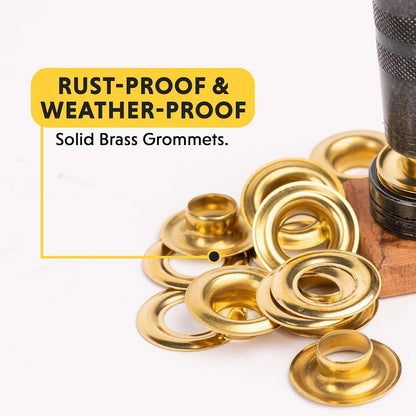General Tools Kit de ojales de 3/8"-1/2" – Ojales de latón macizo inoxidables para reparación de lonas, lienzos de refuerzo y anillos de tela