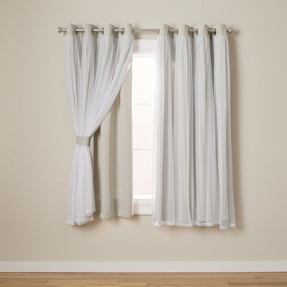 Exclusive Home Cortinas Talia con Ojales, Doble Capa - Gris nube - 132.1An x 160Al cm (2 Paneles)