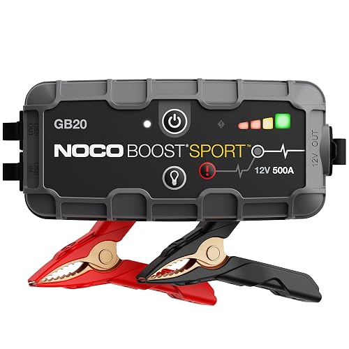 NOCO Boost GB20: Arrancador de batería de Auto 500A – Booster de Litio portátil 12V, Power Bank y Cables para Pasar Corriente – para Motores a Gasolina de hasta 4.0 litros
