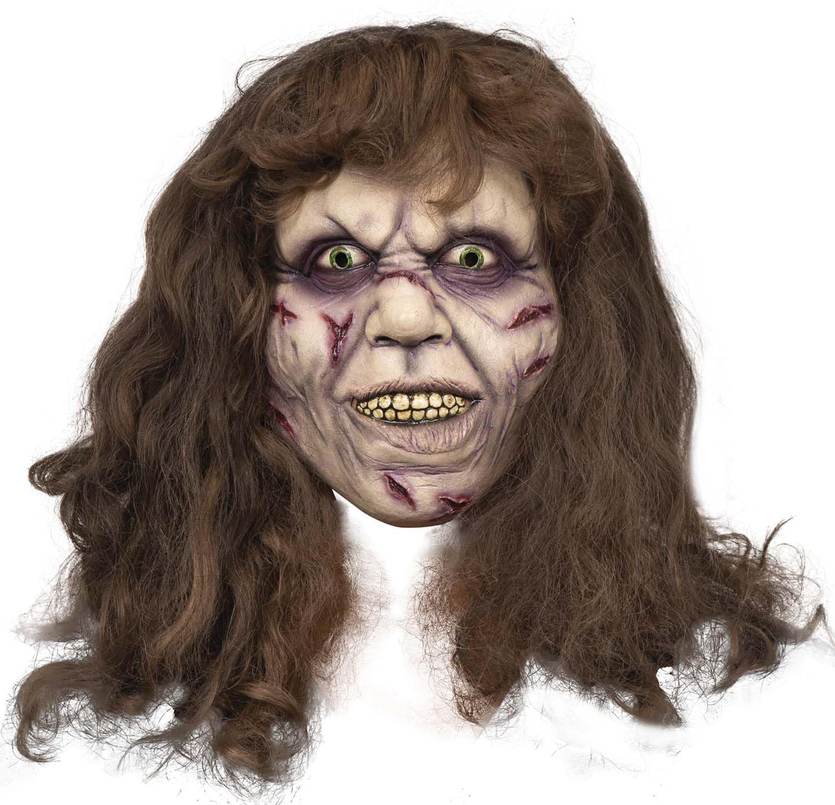 REV Máscara The Excorcist.Máscara de Regan MacNeil.Máscara de Látex para Adulto.Ideal para Halloween y Fiestas