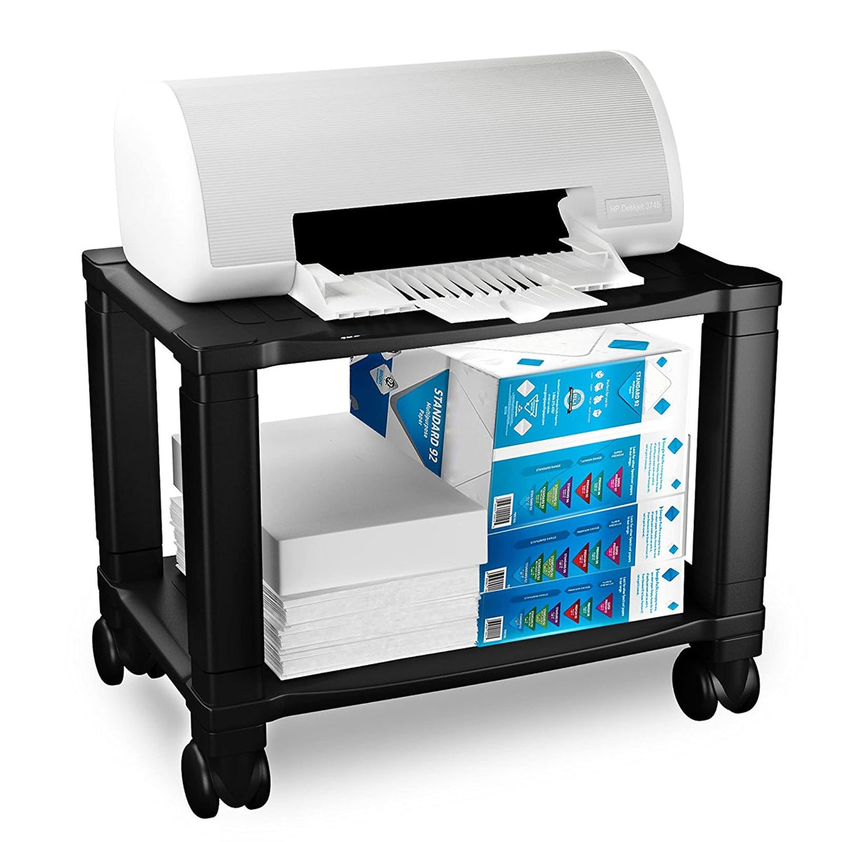 Home-Complete Soporte para Impresora de 2 Niveles para fax, escáner, Impresora, Suministros de Oficina, Compacto y móvil con Ruedas para Almacenamiento portátil