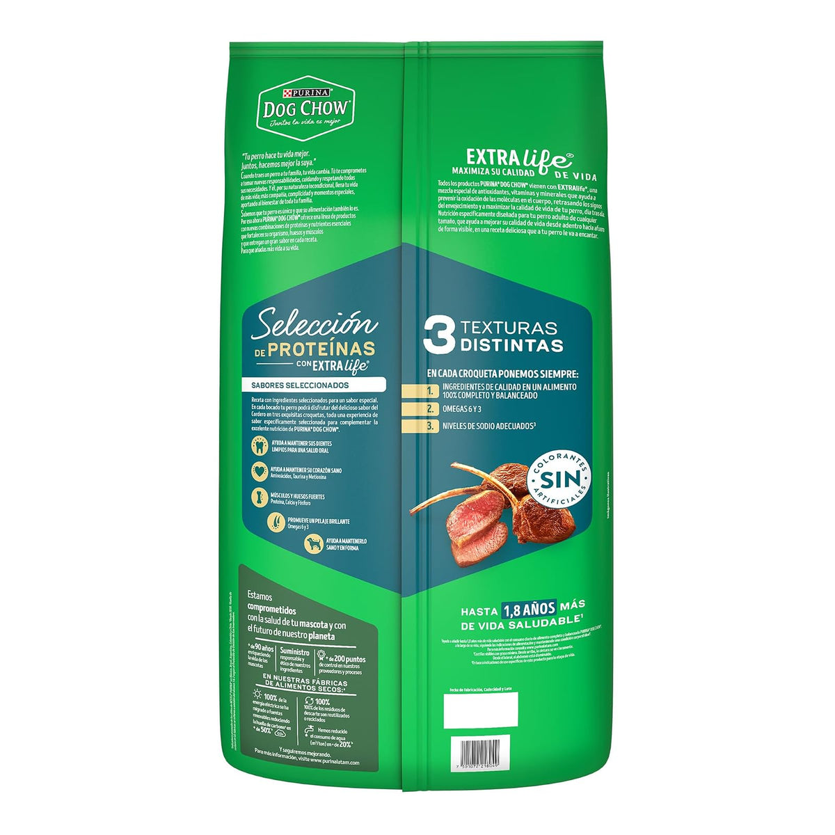 Dog Chow Purina Selección de Proteinas Adulto Todos losTamaños Sabor Cordero 10Kg