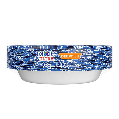 Dixie Ultra Platos de papel de plato profundo, platos desechables impresos de tamaño cena de 9 9/16 pulgadas, 40 unidades (1 paquete de 40 platos), embalaje y diseño pueden variar