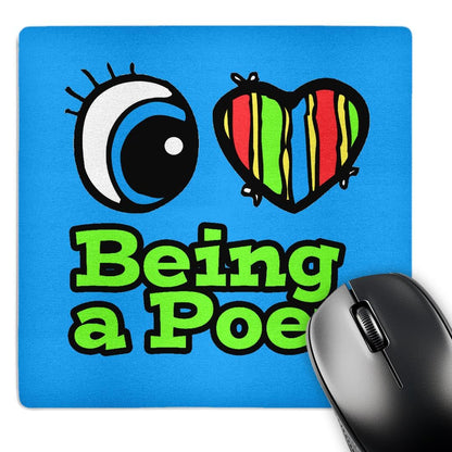 3dRose LLC 8 x 8 x 0.25 Inches Mouse Pad, Bright Eye Heart I Love Being a Poet (mp_105785_1)