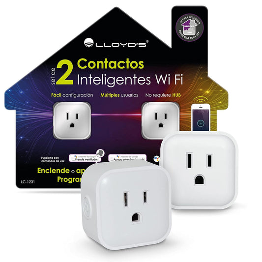 Lloyd's Set de 2 Contactos Inteligentes WiFi Smart Plugs Compatibles con Alexa, No Requieren Hub