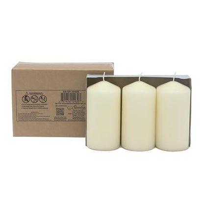 Stonebriar - Paquete de 3 velas altas de 3 x 6 pulgadas, 65 horas de duración, sin perfume, color marfil