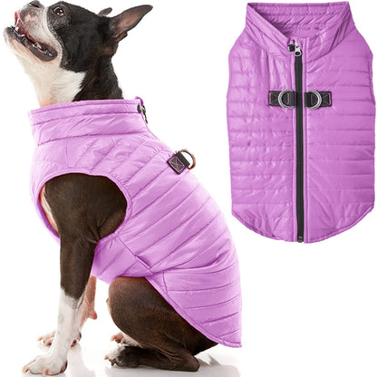 Gooby Chaleco Acolchado para Perro con Cremallera - Small chest (15") - Púrpura - Ombre Force.