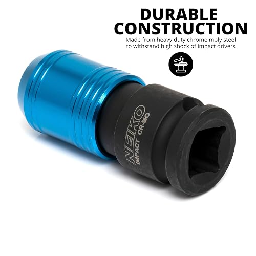 Neiko Adaptador de Llave de Impacto 3/8" a 1/4" 30285A | 3/8" hembra a 1/4" hexagonal, liberación rápida, acero cromo molibdeno, para taladros y llaves