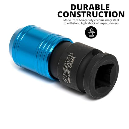 Neiko Adaptador de Llave de Impacto 3/8" a 1/4" 30285A | 3/8" hembra a 1/4" hexagonal, liberación rápida, acero cromo molibdeno, para taladros y llaves