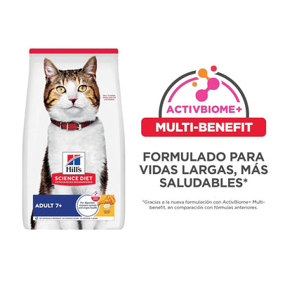 Hill's Science Diet Croquetas para Gato Senior Sabor Pollo 1.8Kg | Croquetas Hill's para gato, pollo real, soporte envejecimiento, salud de corazón y riñones, articulaciones sanas
