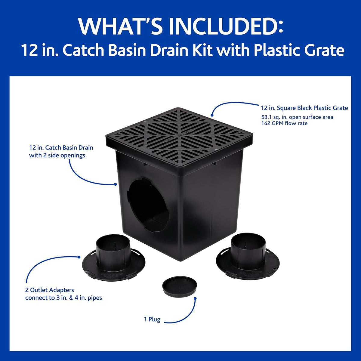 NDS Kit de Drenaje de Lavabo Cuadrado 12 Pulgadas
