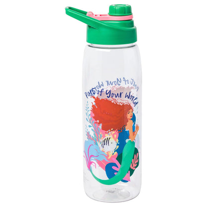 Silver Buffalo Botella de Agua con Personajes Licenciados 28 oz - Rastreador de hidratación The Little Mermaid (película de acción en vivo) - 28 Ounces