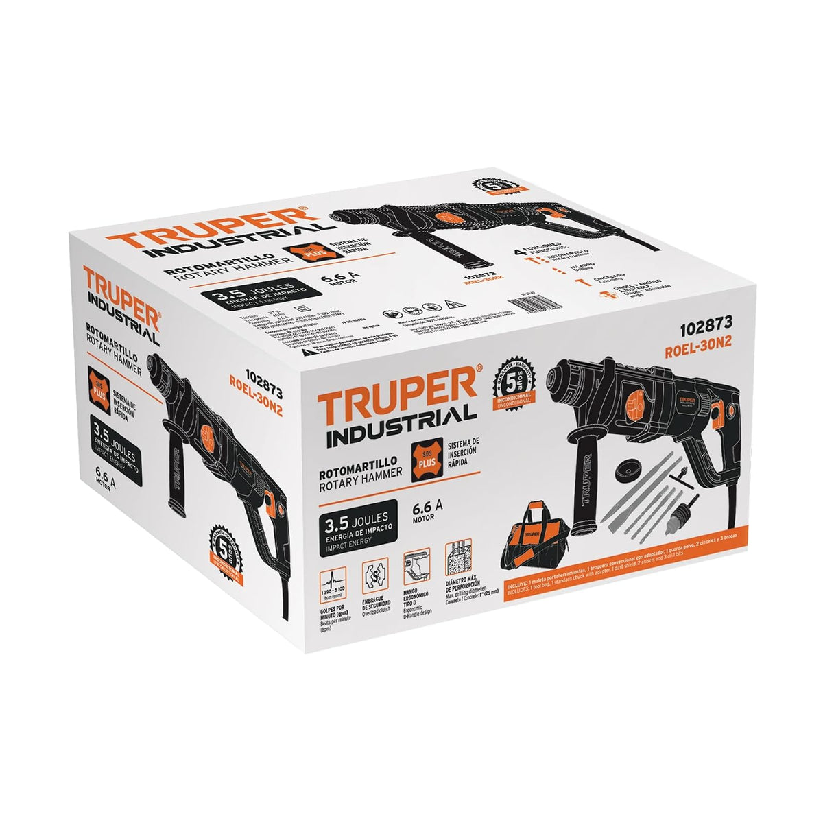 TRUPER ROEL-30N2, Rotomartillo SDS/destornillador 3.5 J, 800W