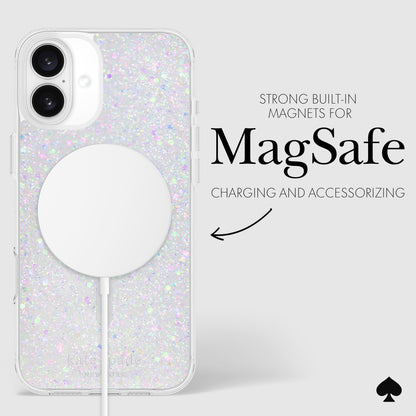 Kate Spade New York - Funda para iPhone 16 Plus, Compatible con MagSafe, diseño de Purpurina, Iridiscente