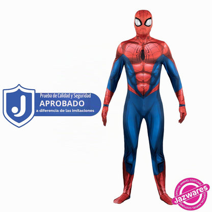 MARVEL Spider-Man Official Adult Deluxe Zentai Halloween Costume - Stretch Spandex with Hidden Zippers and Wrist Slits