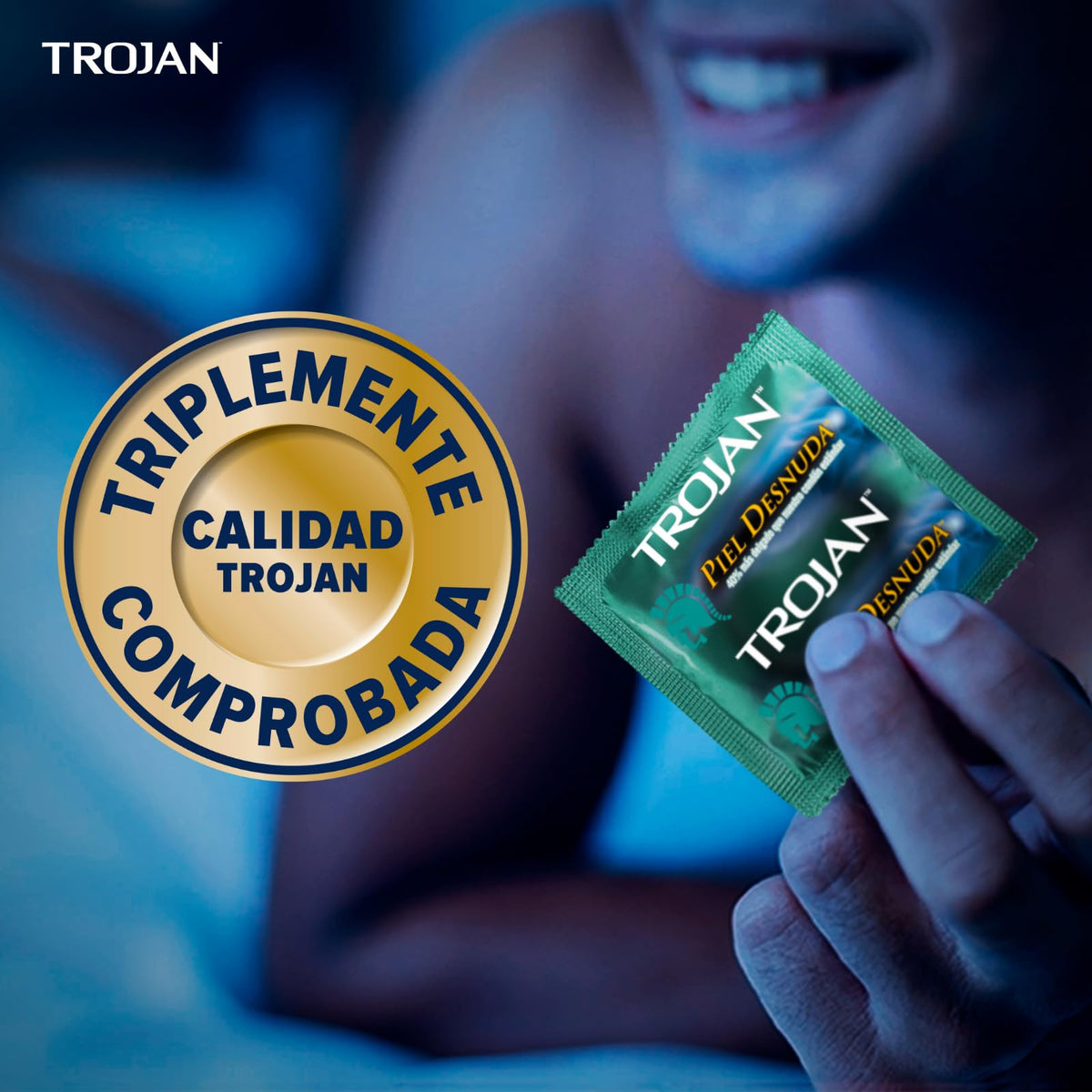 Trojan Condones Piel Desnuda Sensibilidad Caja con 54 piezas. 40% más Delgado, Sensación Increíblemente Natural. Seguridad Comprobada con Lubricante Premium, Bajo Olor a Látex Probado Electrónicamente