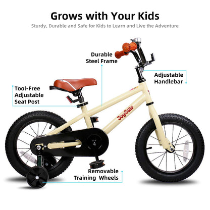 JOYSTAR Totem Bicicleta para niños con ruedas de entrenamiento para bicicleta de 12 14 16 18 pulgadas, soporte para bicicleta de 18 pulgadas, para niños de 2 a 9 años y niñas (azul marfil rosa verde plateado)