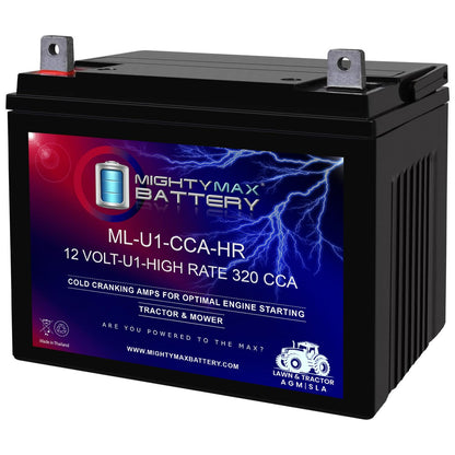 Mighty Max Battery ML-U1-CCAHR – 12V 320 CCA U1 – SLA Batería de arranque para césped, tractores y cortadoras – Mighty Max Battery Brand Producto (3878105) - 12V 320 CCA U1