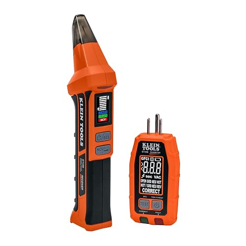 Klein Tools ET350 Detector de disyuntores digital 4 en 1, detector de fallos de salida, probador de voltaje sin contacto, probador GFCI, modo de aprendizaje y localización, LCD retroiluminado, luz